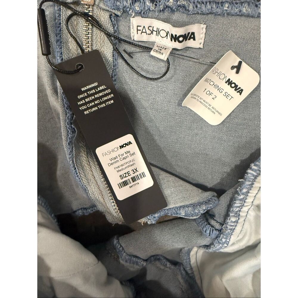 NWT Fashion Nova Wait For Me Denim Capri 2Pc Set 3X - Picture 4 of 14